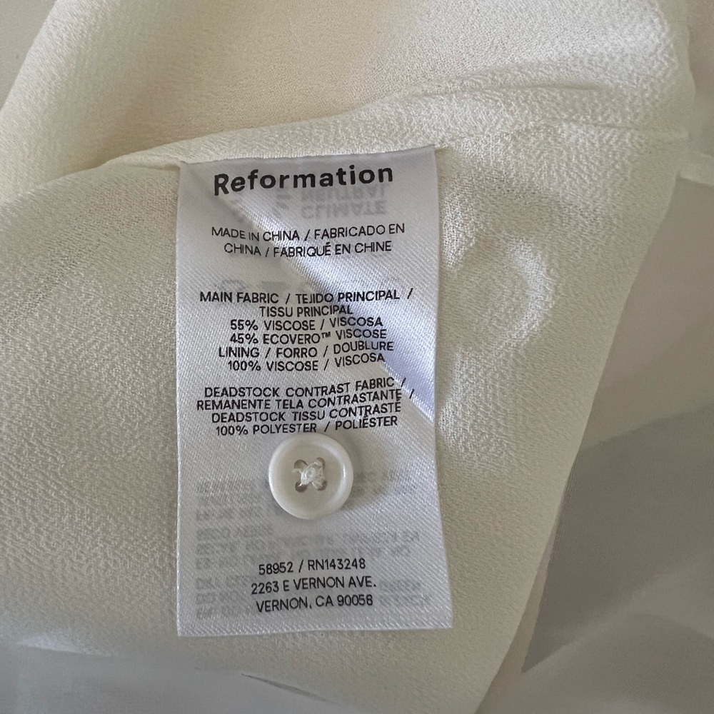 NWT Reformation Eydie Crepe Sheer Panel White Midi Dress Size 4 - Picture 10 of 11